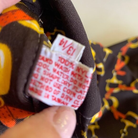 Vintage 70's Dark Brown, Yellow and Orange Equestrian Print Collared Button Up - Picture 3 of 12